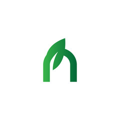 Fototapeta premium Creative initial green letter n with leaf logo. Vector design template elements for corporate identitiy, business company, eco application, posters, or card. Abstract leaves isolated on white.