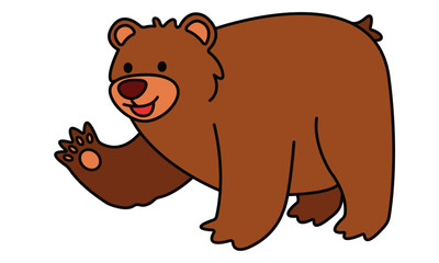 Cartoon cute isolated brown bear vector illustration