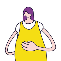 young woman standing, line and fill style icon