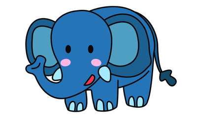 Isolated cartoon cute blue elephant vector illustration