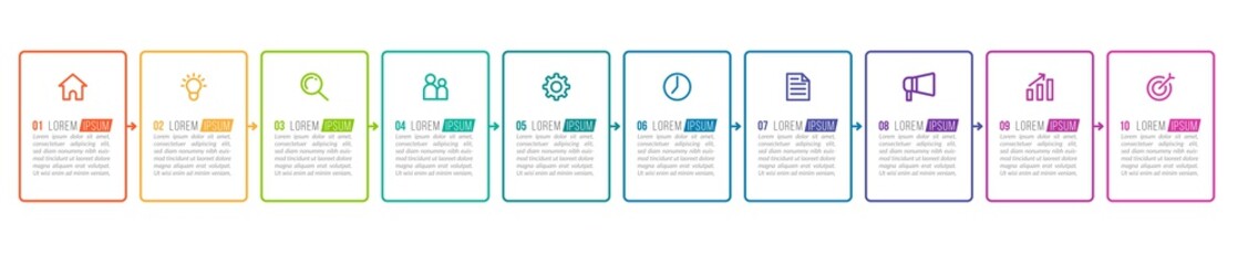 Minimal infographic template design with numbers 10 options or steps.