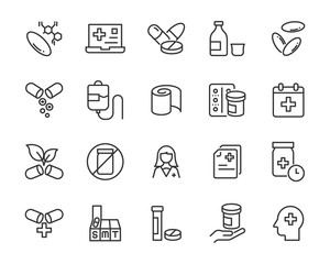 set of medicine icons, pharmacy, medical