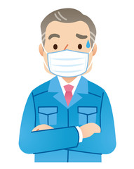 マスクをした男性　作業員　経営者
