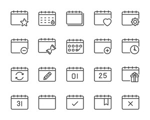 set of calendar icons, year, month, planner, date, schedule