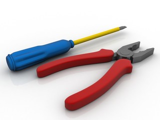 3d rendering details of cutting player with screwdriver
