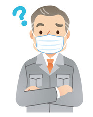 マスクをした男性　作業員　経営者