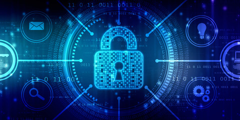 2d illustration Safety concept: Closed Padlock on digital background