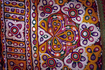 indian Embroidery handmade style background ,Ahir Embroidery vintage style ,Indian patchwork carpet...