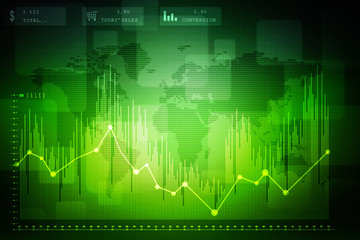 2d rendering Stock market online business concept. business Graph 