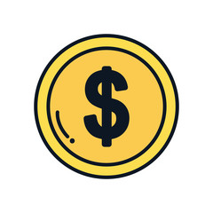 Obraz premium money coin icon, color line style