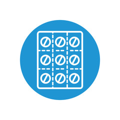 medicine pills blister icon, line block style