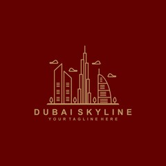 Fototapeta premium Dubai skyline outline logo design