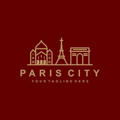 Paris outline logo design template