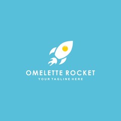 Omelette rocket flat logo design