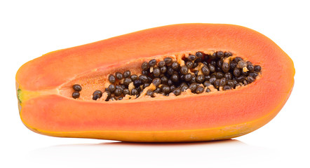 papaya slic healthy fresh fruit from nature isolated on a white background.
