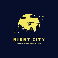 Night city logo design template