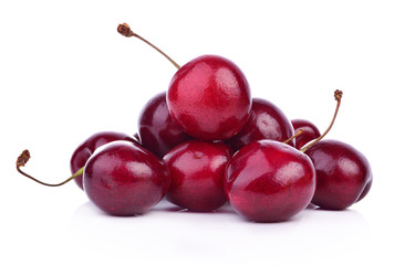 Cherry healthy fresh fruit from nature isolated on a white background.