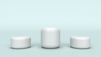 white podium background abstraction. Pedestal. Scene. 3d render.