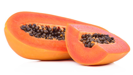 papaya healthy fresh fruit from nature isolated on a white background.