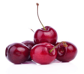 Cherry healthy fresh fruit from nature isolated on a white background.