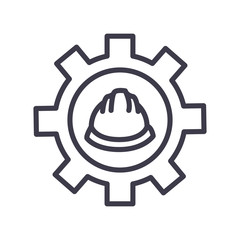Isolated helmet inside gear line style icon vector design