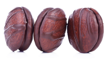 marshmallow in chocolate isolated white background