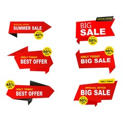 Collection of discount label, offer tag and sale sticker design for advertising and promotion. Vector design
