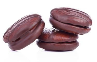 marshmallow in chocolate isolated white background