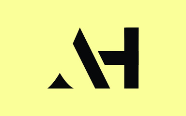 AH or HA and A, H Uppercase Letter Initial Logo Design, Vector Template