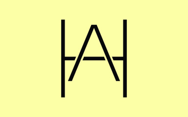 AH or HA and A, H Uppercase Letter Initial Logo Design, Vector Template
