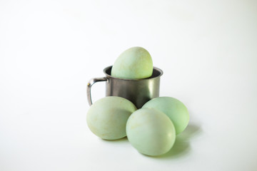 Salted duck eggs isolated on white background