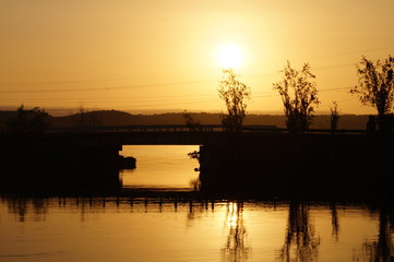sunset on the river