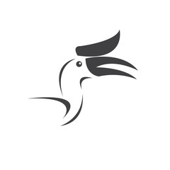 Vector of hornbill Black design. Wild Animal. Bird. Easy editable layered vector illustration. on white background