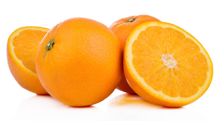 Orange healthy fresh fruit from nature isolated on a white background.