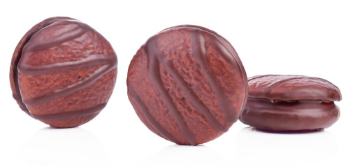 marshmallow in chocolate isolated white background