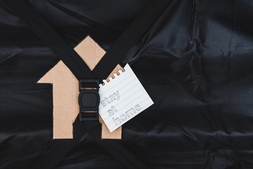 isolation and travel restrictions against the covid-19 virus outbreak, open empty suitcase with...