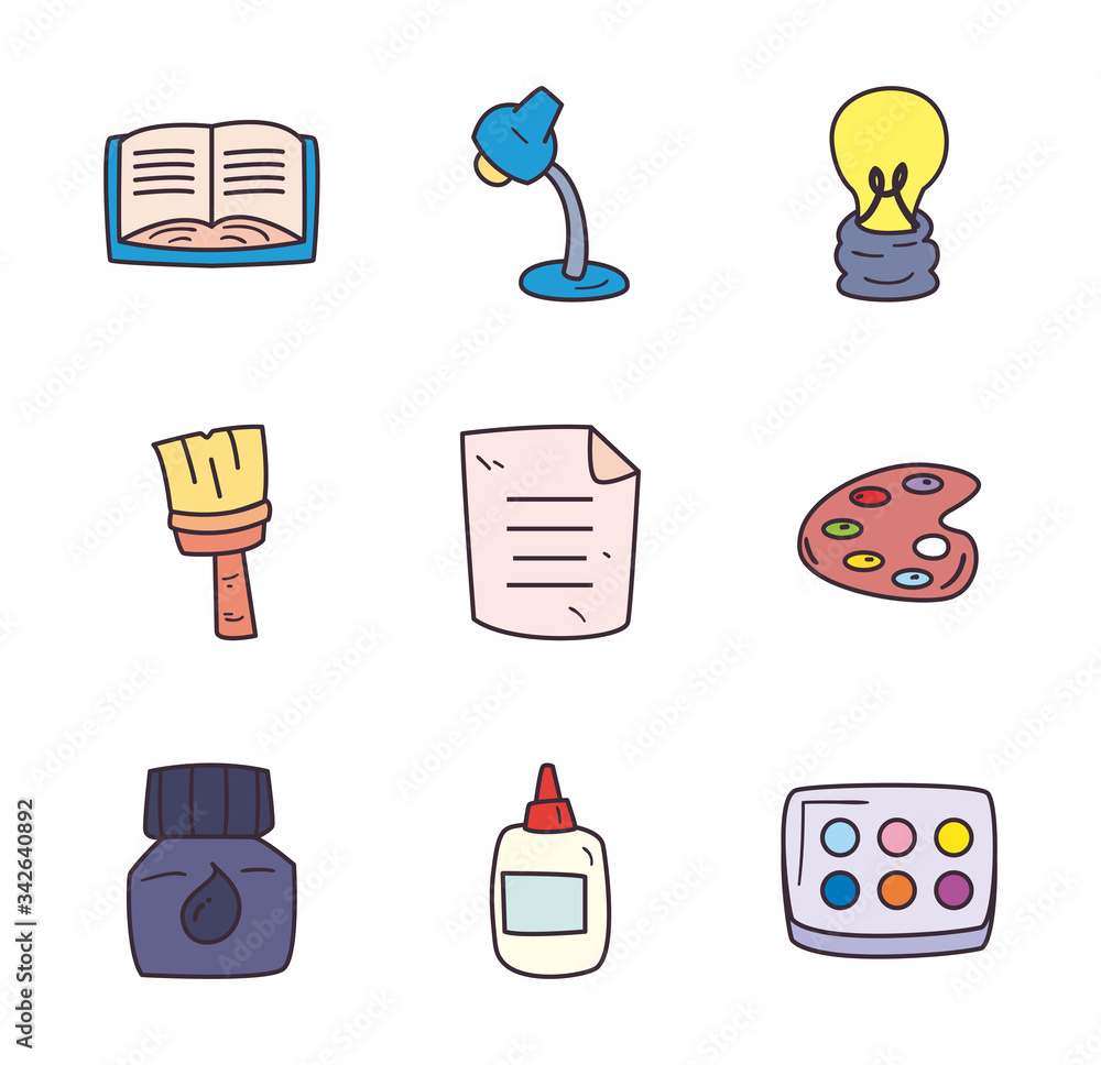 Poster creativity and design fill style icon set vector design