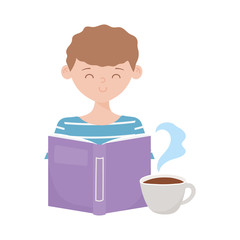 stay at home, education boy with book studying