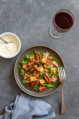 Caesar salad with chicken. Healthy eating. Diet. Recipes of national dishes.