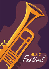 poster music festival with musical instrument
