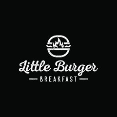 vintage retro hot burger grill logo design vector