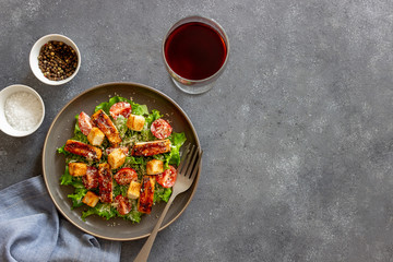 Caesar salad with chicken. Healthy eating. Diet. Recipes of national dishes.