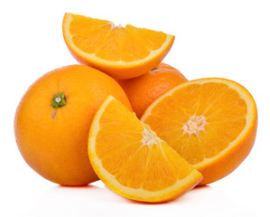 orange healthy fresh fruit from nature isolated on a white background.