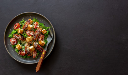 Caesar salad with chicken. Healthy eating. Diet. Recipes of national dishes.