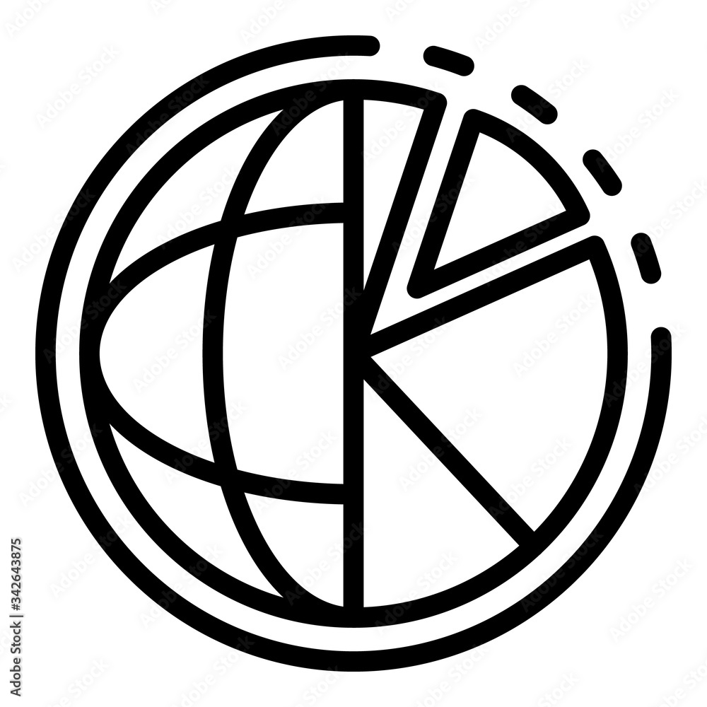 Poster globe and pie chart icon. outline globe and pie chart vector icon for web design isolated on white b
