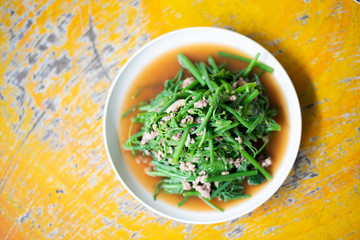 Chayote leaves in Oyster sauce.