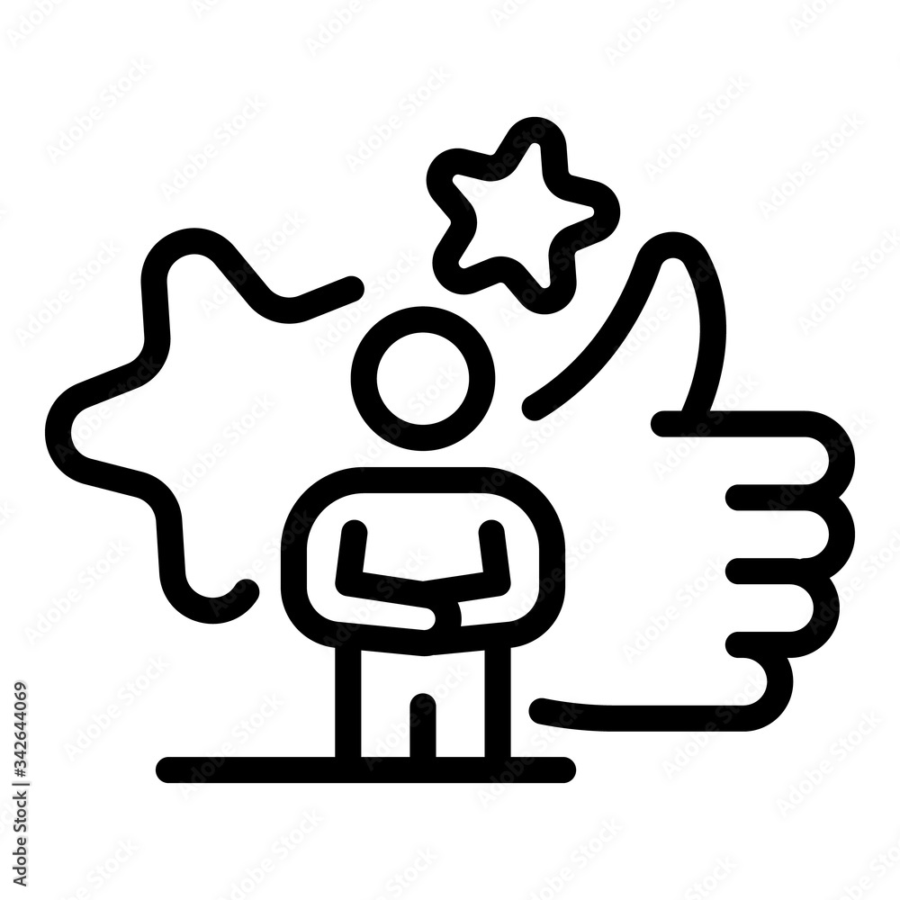 Poster man star thumb up icon. outline man star thumb up vector icon for web design isolated on white backg