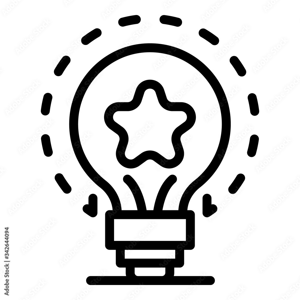 Aufkleber star in a light bulb icon. outline star in a light bulb vector icon for web design isolated on white