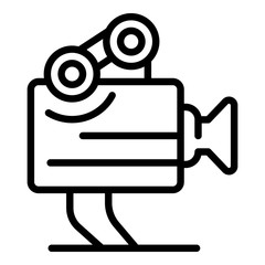 Movie camera icon. Outline movie camera vector icon for web design isolated on white background