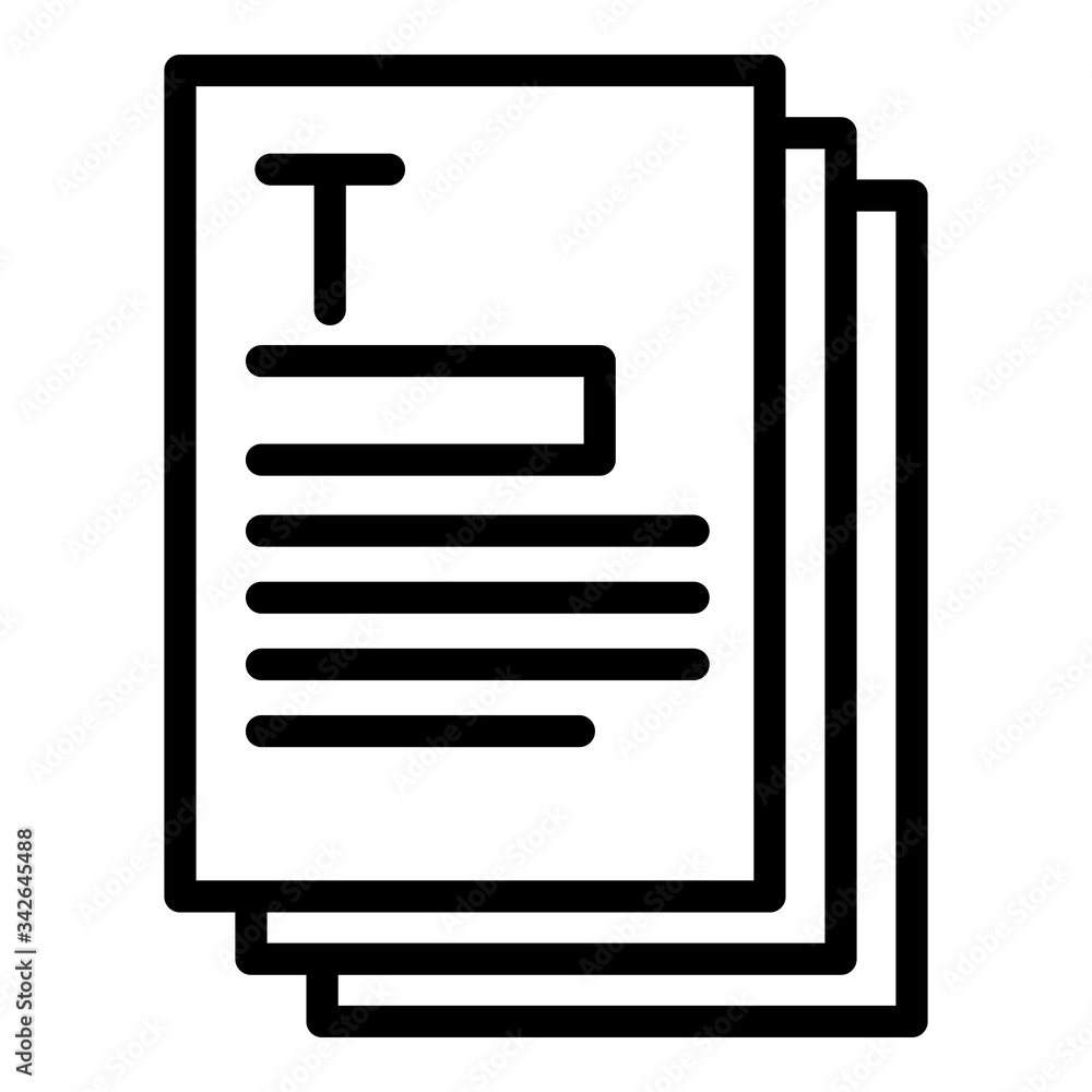 Aufkleber text documents icon. outline text documents vector icon for web design isolated on white background